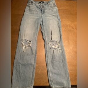 Hollister Light Blue Distressed Straight Leg Jeans